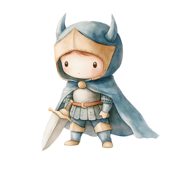 Vector hiệp sĩ hoạt hình dễ thương