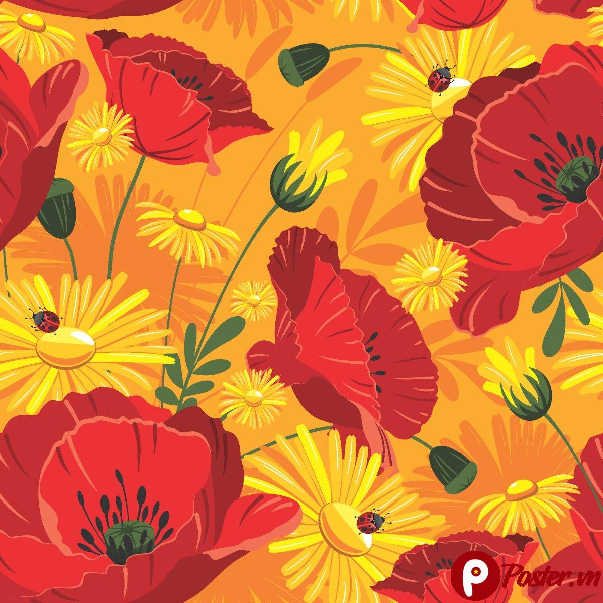 Vector hoa đỏ vàng rực rỡ