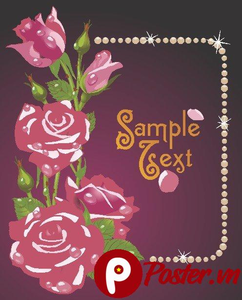 Vector hoa hồng đỏ khung ngọc trai