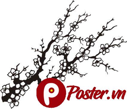 Vector hoa mai đen trắng