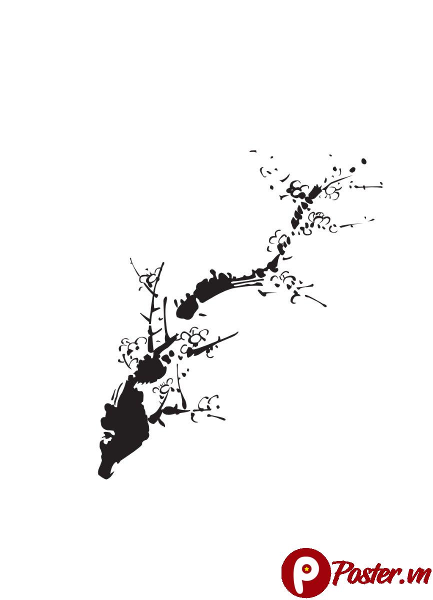 Vector hoa mai đen trắng nghệ thuật