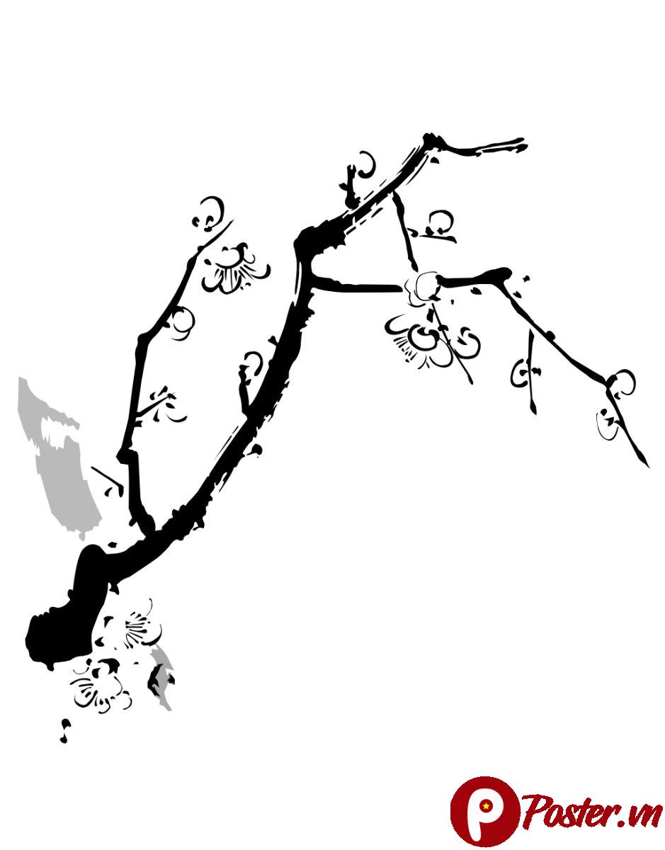 Vector hoa mai đen trắng