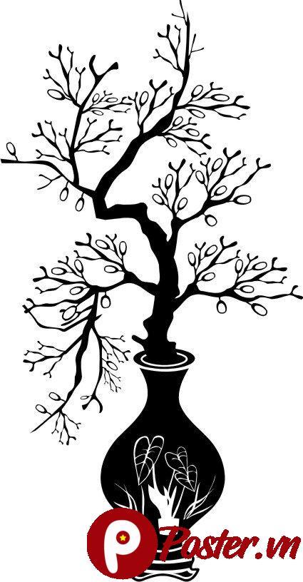 Vector hoa mai đen trắng