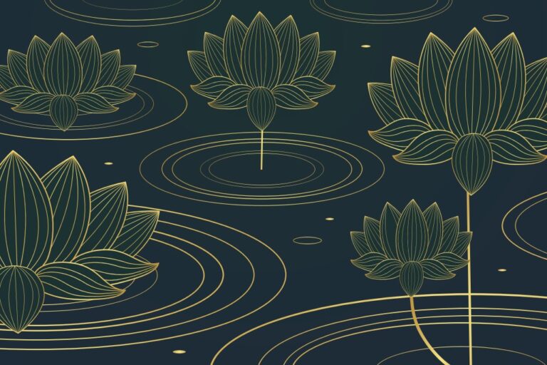 Vector hoa sen vàng trên nền xanh