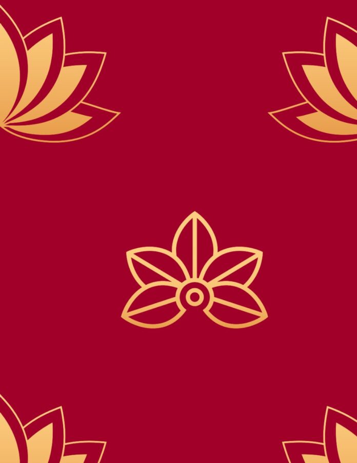 Vector hoa sen vàng đỏ liền mạch