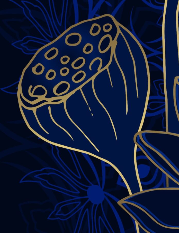 Vector hoa sen vàng xanh