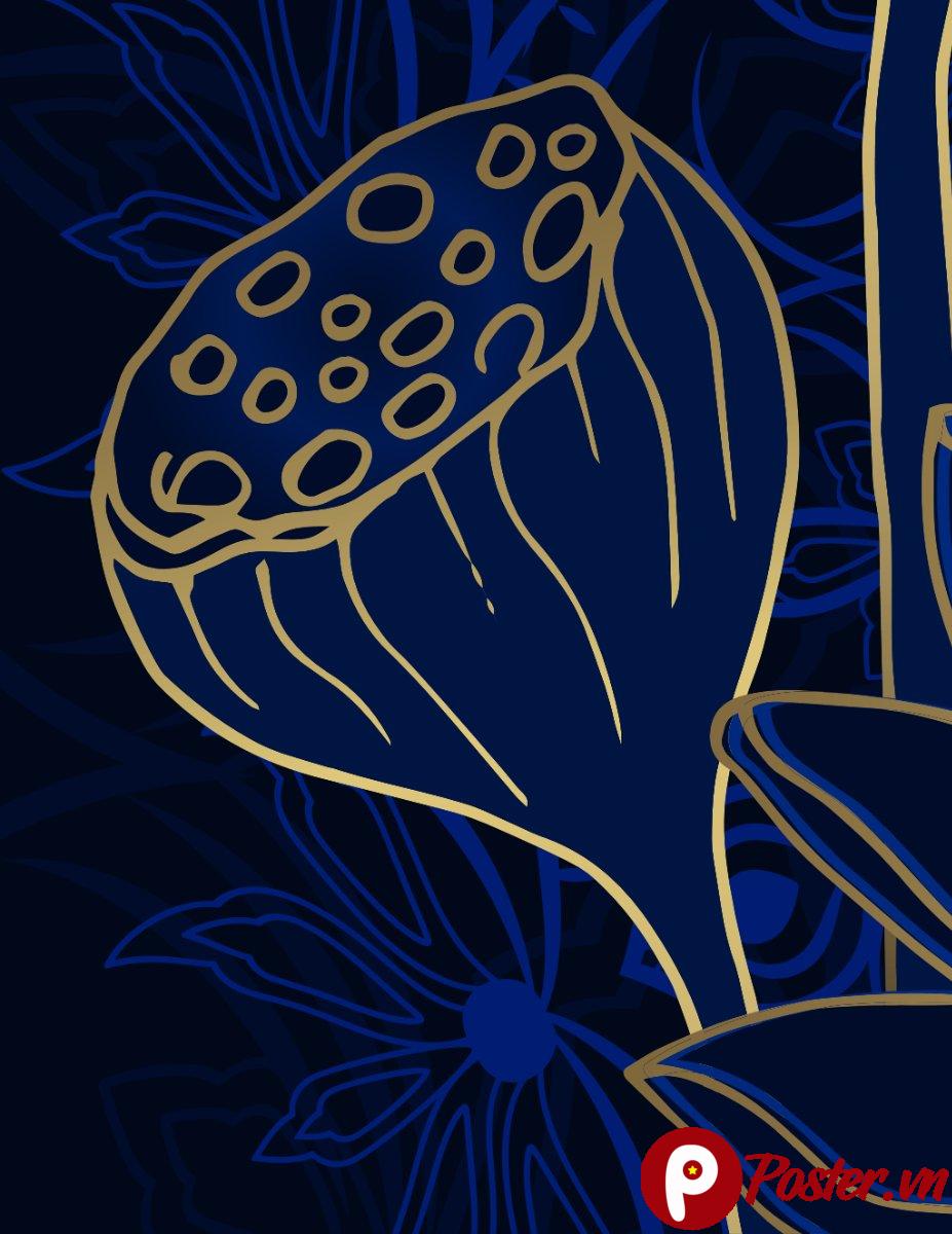 Vector hoa sen vàng xanh