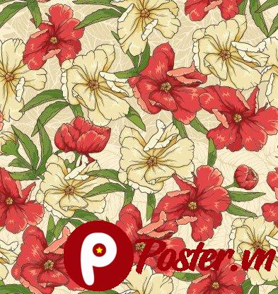 Họa tiết hoa văn đỏ trắng