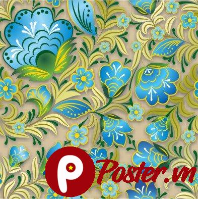 Vector Họa Tiết Hoa Xanh