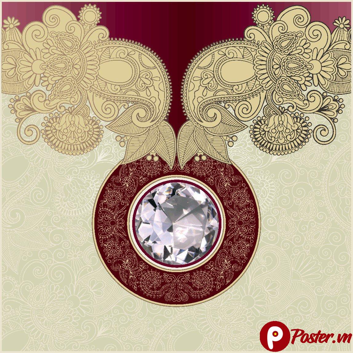 Vector hoa văn kim cương đỏ