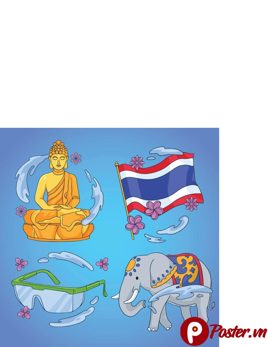Vector lễ hội Songkran Thái Lan