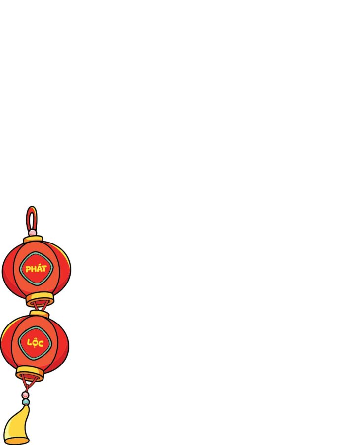 Vector lồng đèn Phát Lộc Tết, hai chiếc lồng đèn đỏ vàng kim treo dọc với chữ 