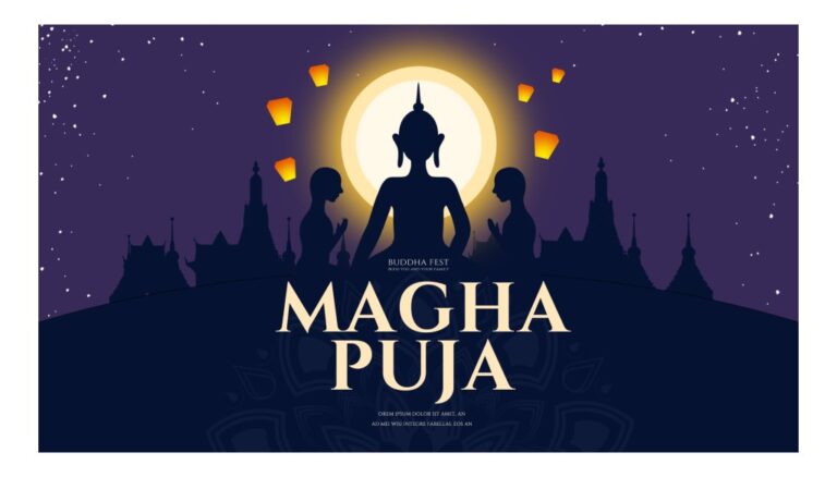Vector Magha Puja Lễ Hội Phật Giáo