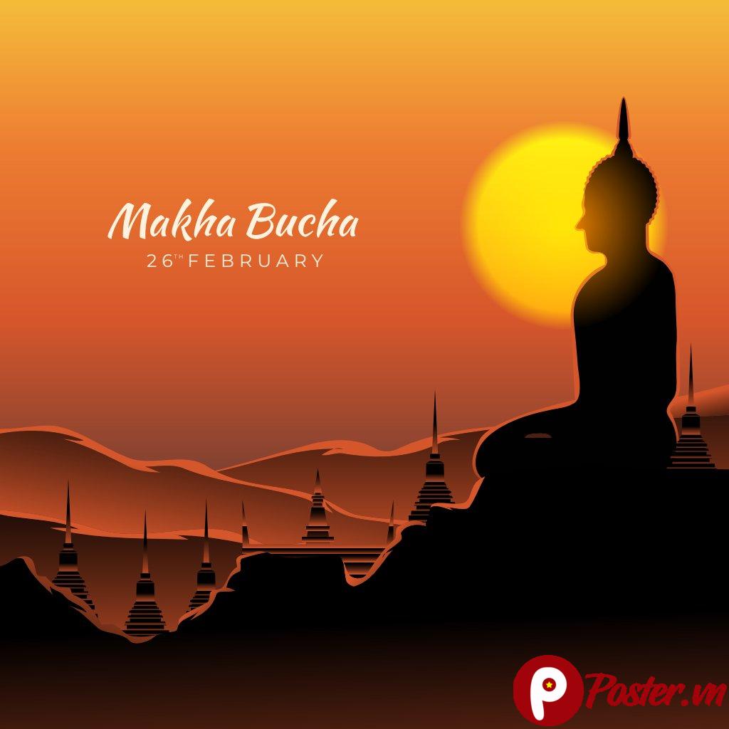 Vector Makha Bucha Đồ Họa Phật Giáo