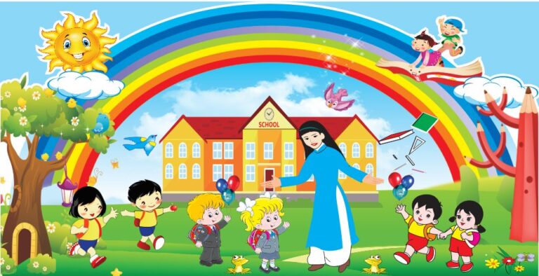 Vector mầm non đồ họa trường học