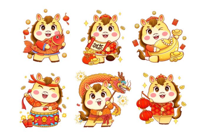 Vector Ngựa Tết 2026 hoạt hình