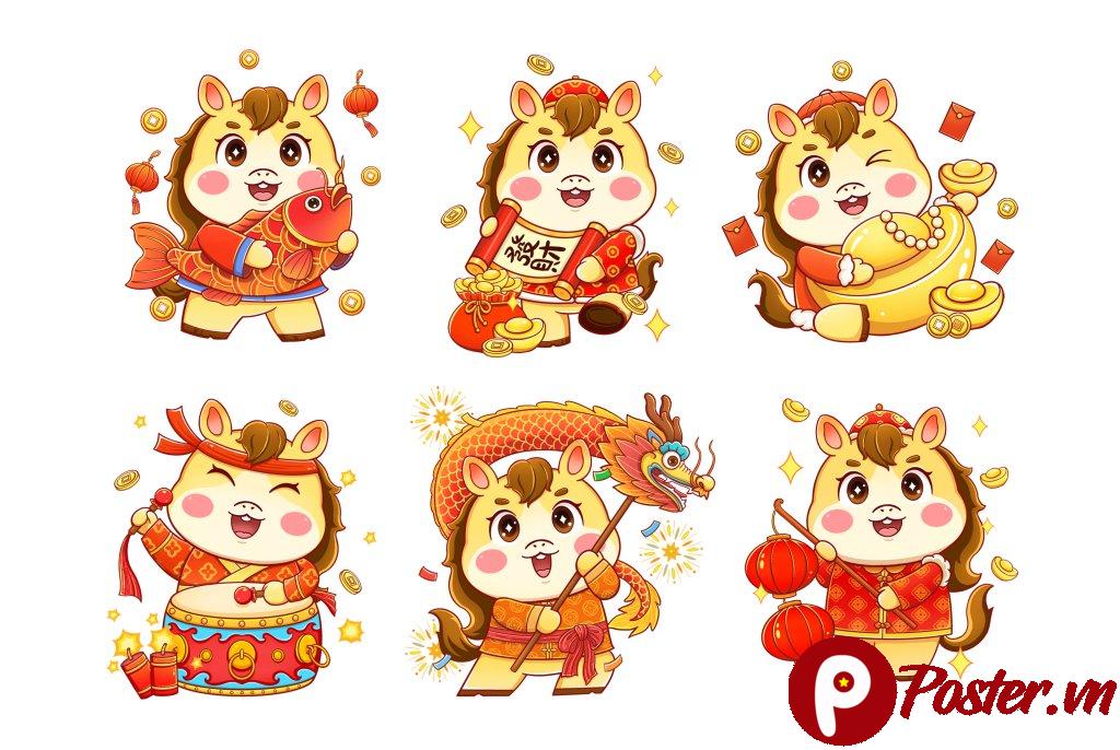 Vector Ngựa Tết 2026 hoạt hình
