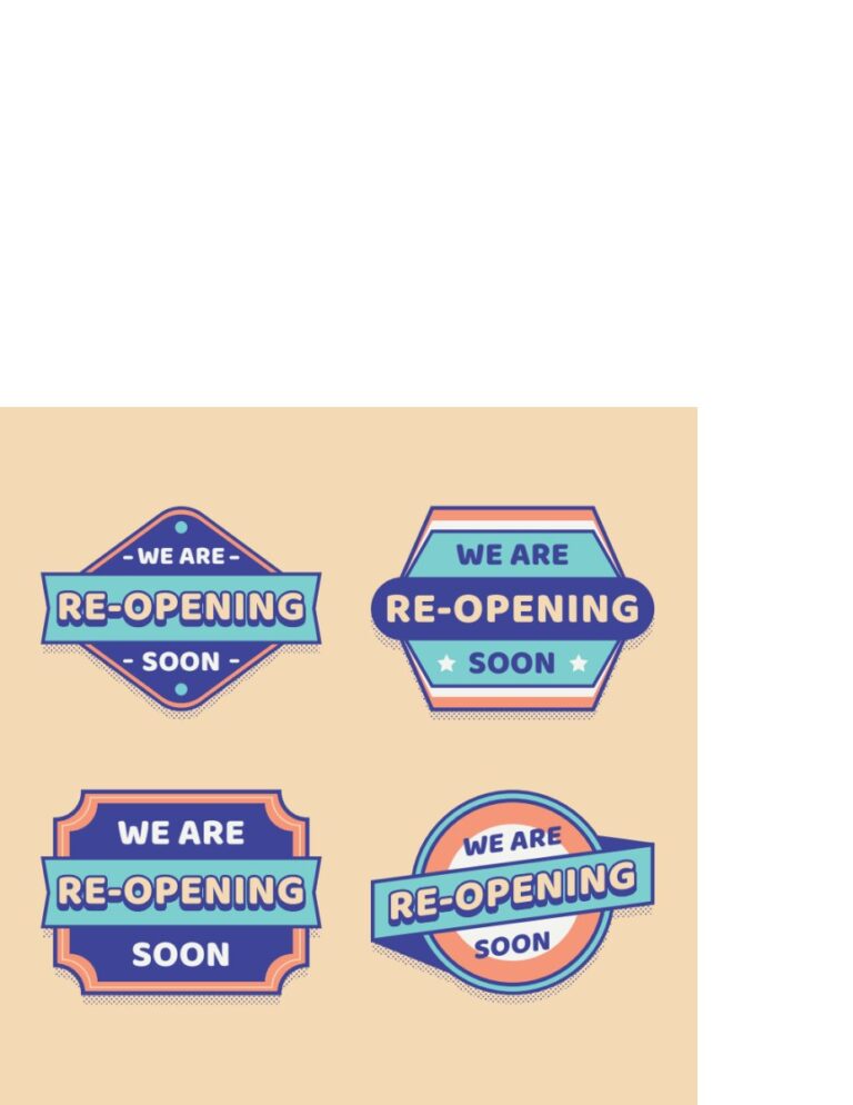 Nhãn dán thông báo mở cửa lại