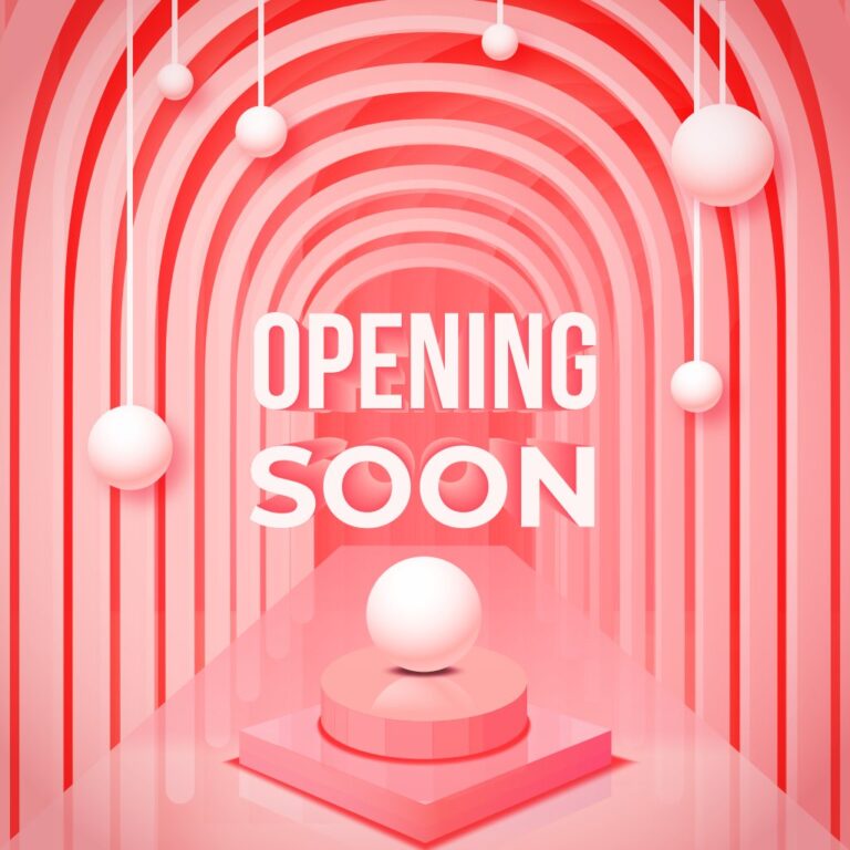 Vector Opening Soon Đỏ Hồng