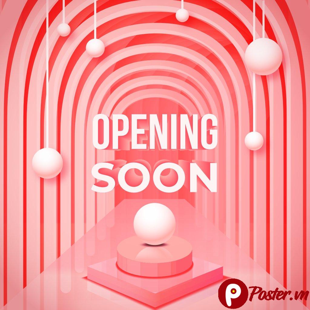 Vector Opening Soon Đỏ Hồng