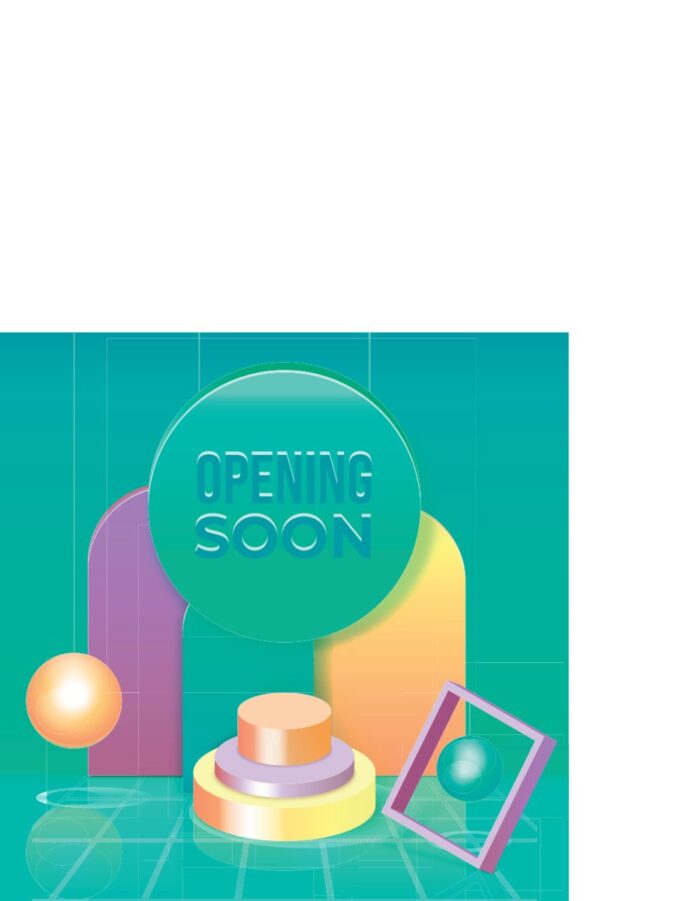 Vector Opening Soon hiện đại 3D