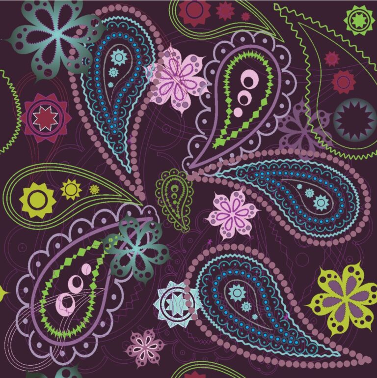 Vector Paisley hoa văn đa sắc