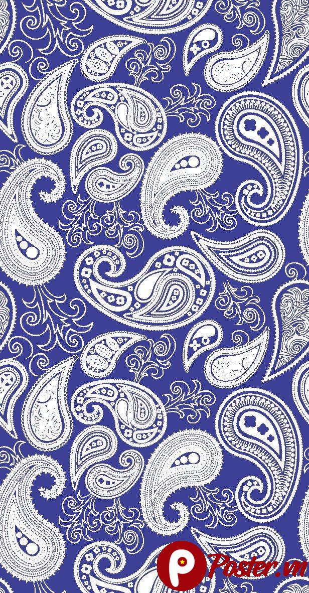 Vector Paisley Xanh Trắng
