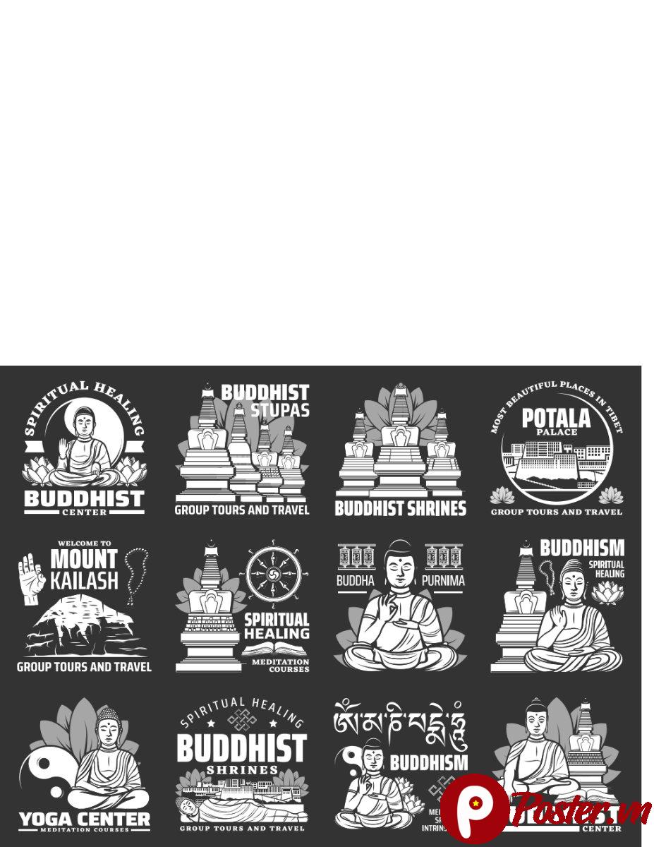 Vector Phật giáo và thiền định