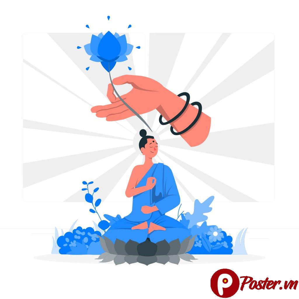Vector Phật giáo thiền định hoa sen