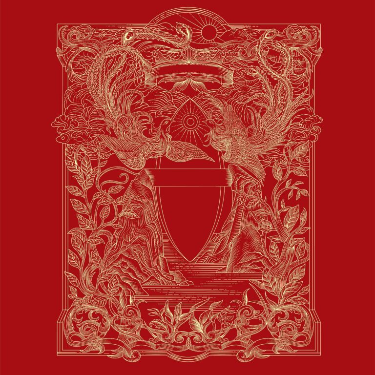 Thiết kế vector Phượng Hoàng Á Đông màu đỏ vàng rực rỡ và uy nghi