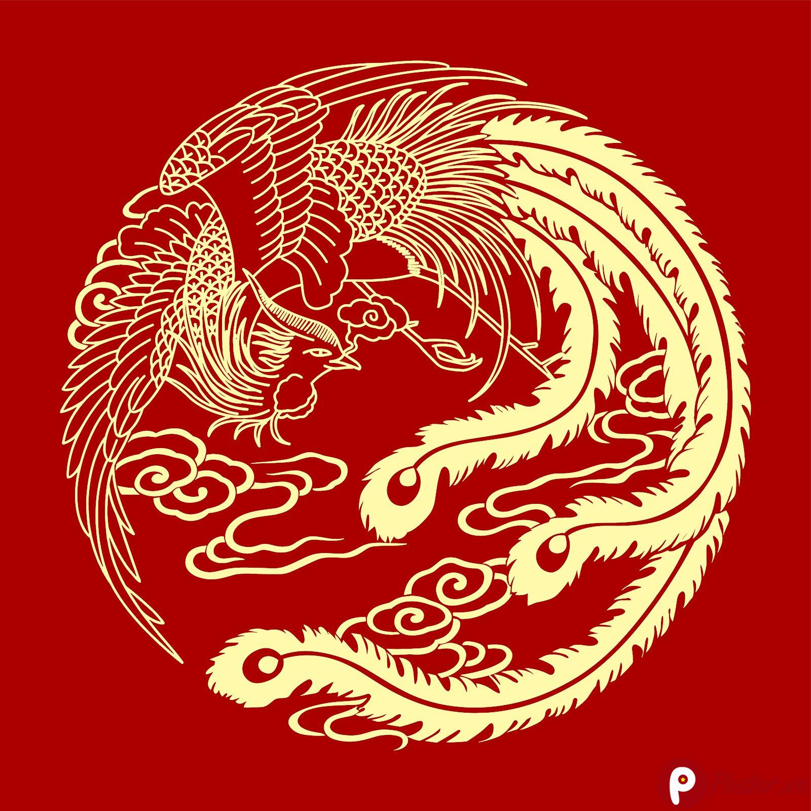 Vector Phượng Hoàng Á Đông Sang Trọng (EPS)