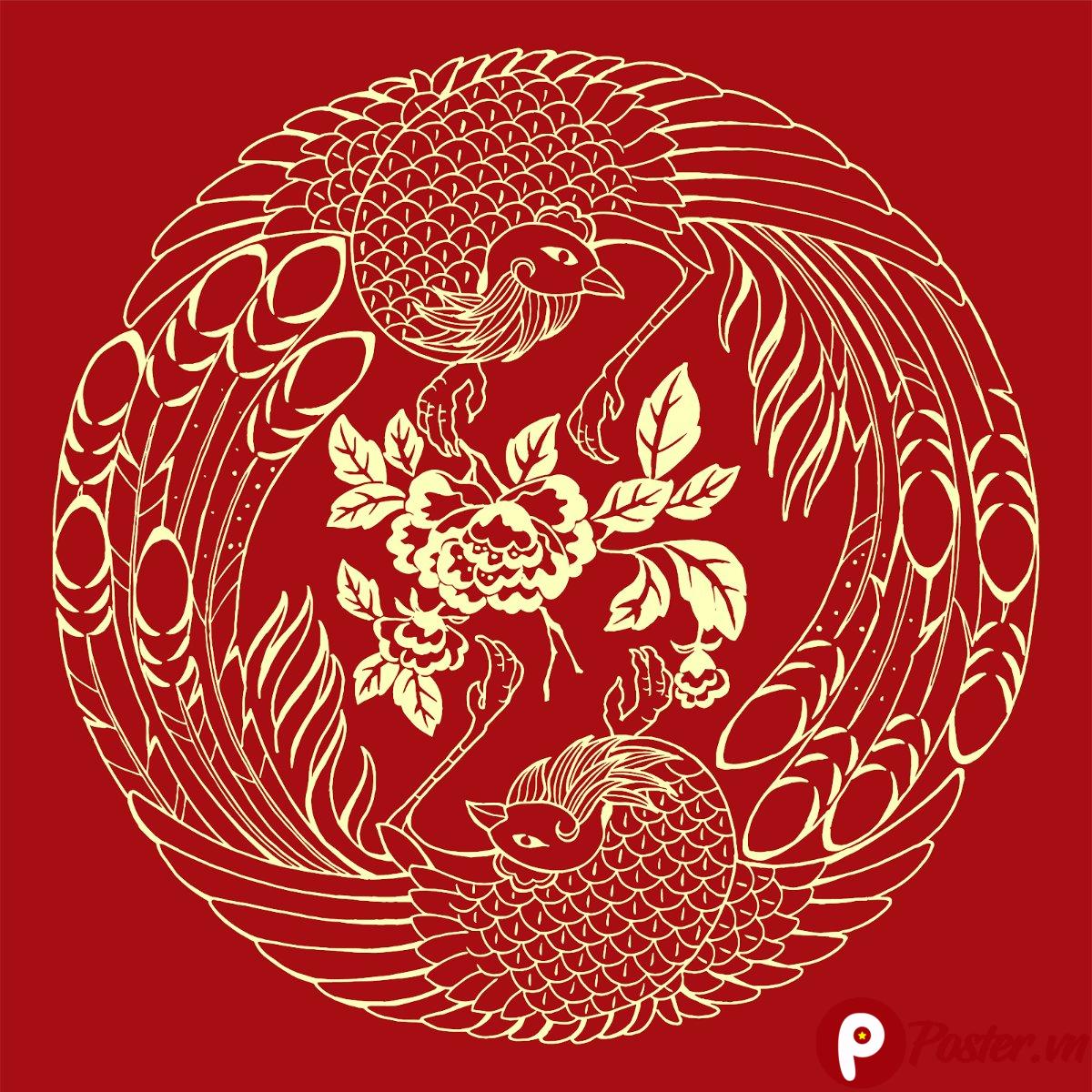 Vector Phượng Hoàng Đỏ Tết