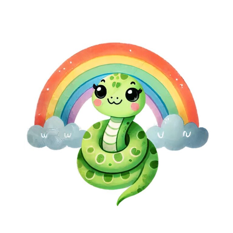 Vector rắn hoạt hình dễ thương cầu vồng