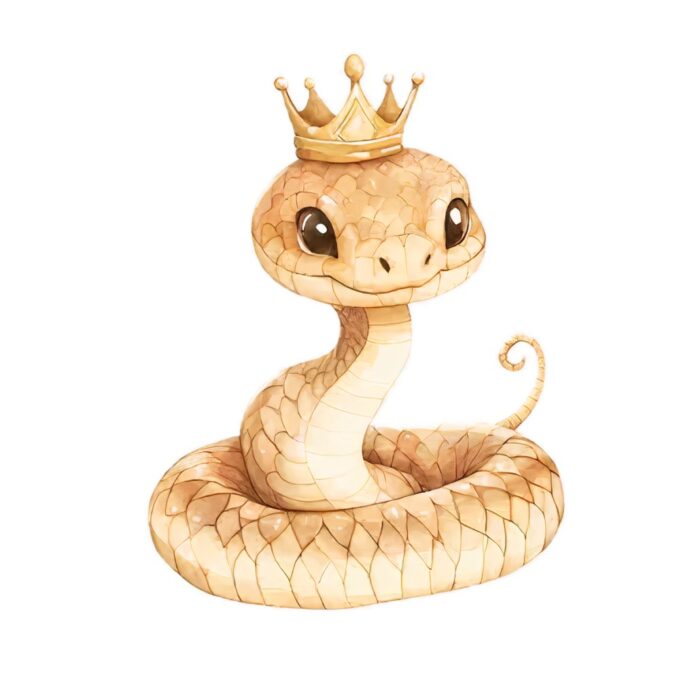 Vector rắn hoạt hình đội vương miện