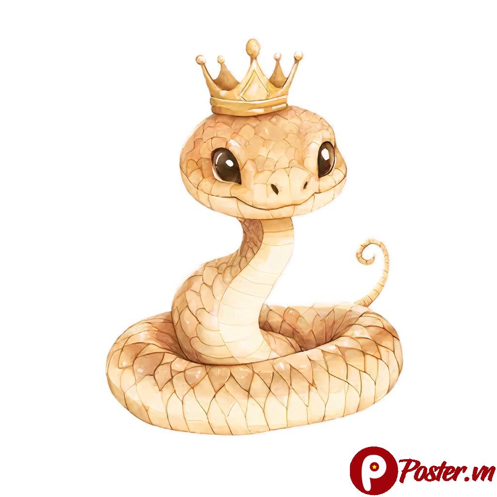 Vector rắn hoạt hình đội vương miện