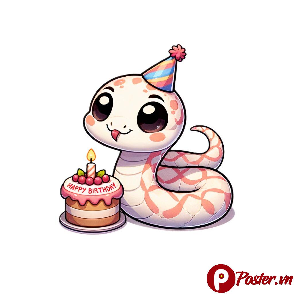 Vector rắn hoạt hình sinh nhật