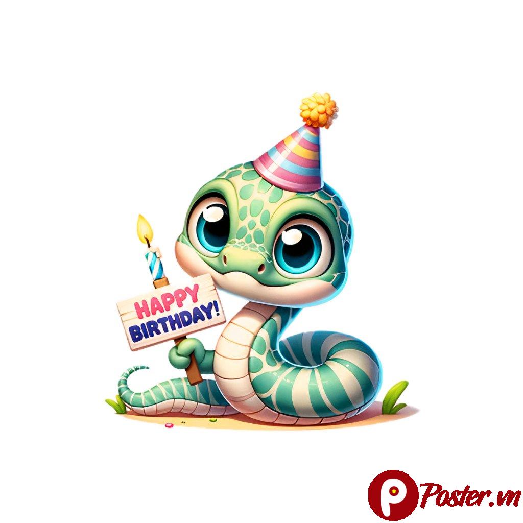 Vector rắn sinh nhật dễ thương