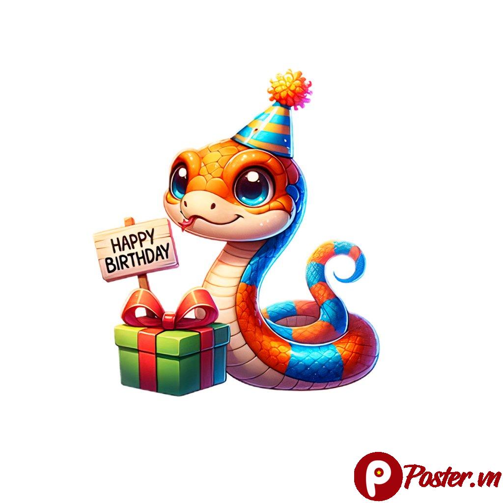 Vector rắn sinh nhật dễ thương