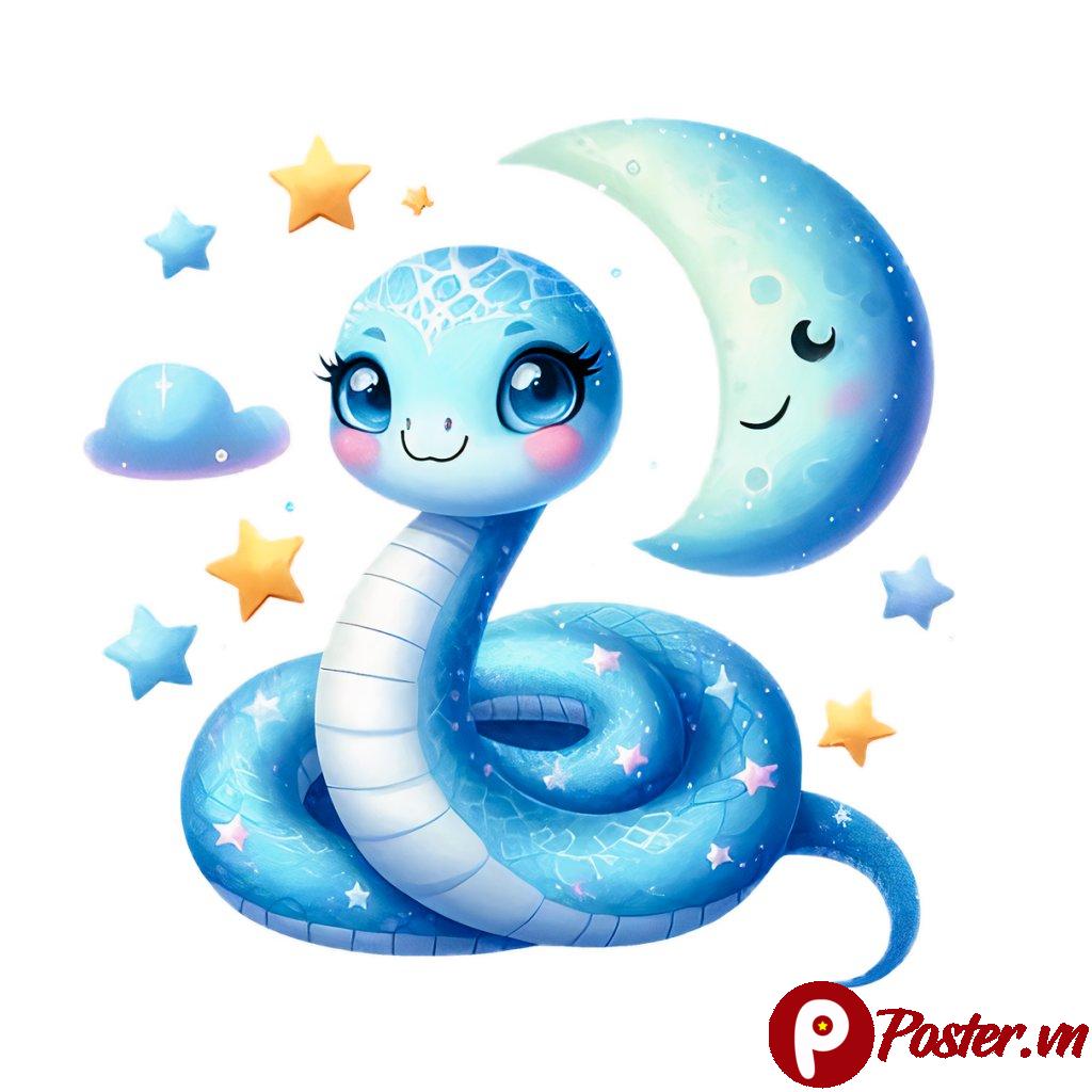 Vector rắn xanh dễ thương