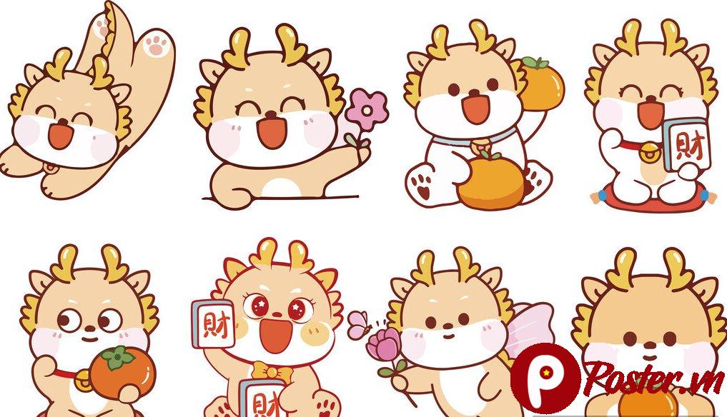 Vector rồng con Tết 2025 may mắn