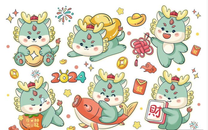 Vector rồng hoạt hình Tết 2024