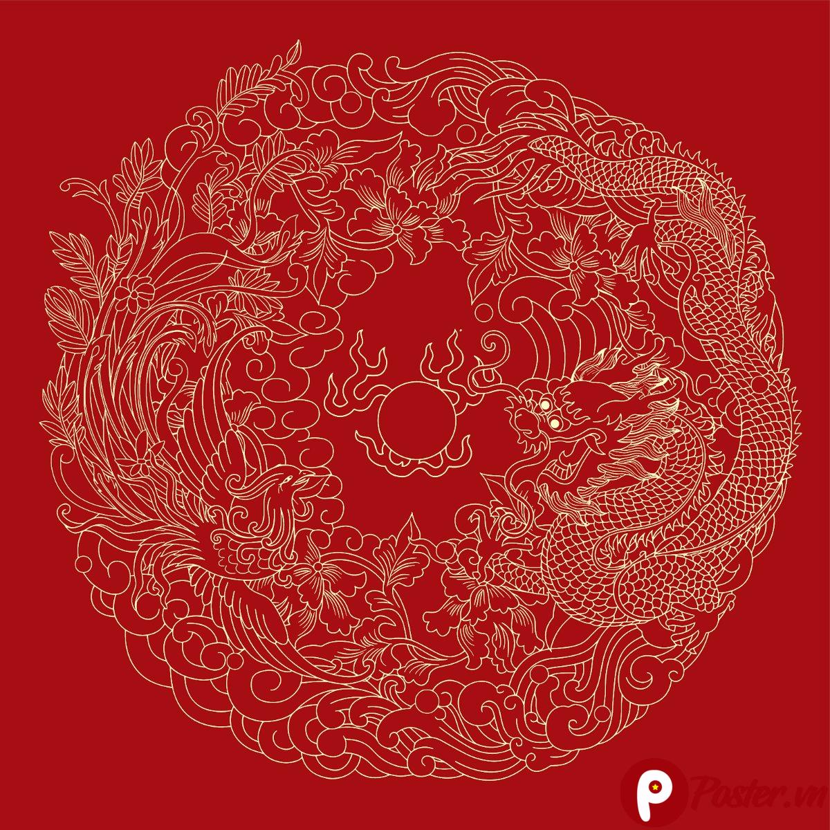 Vector Rồng Phượng Âm Dương