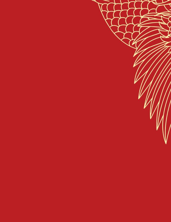 Vector rồng phượng đỏ vàng