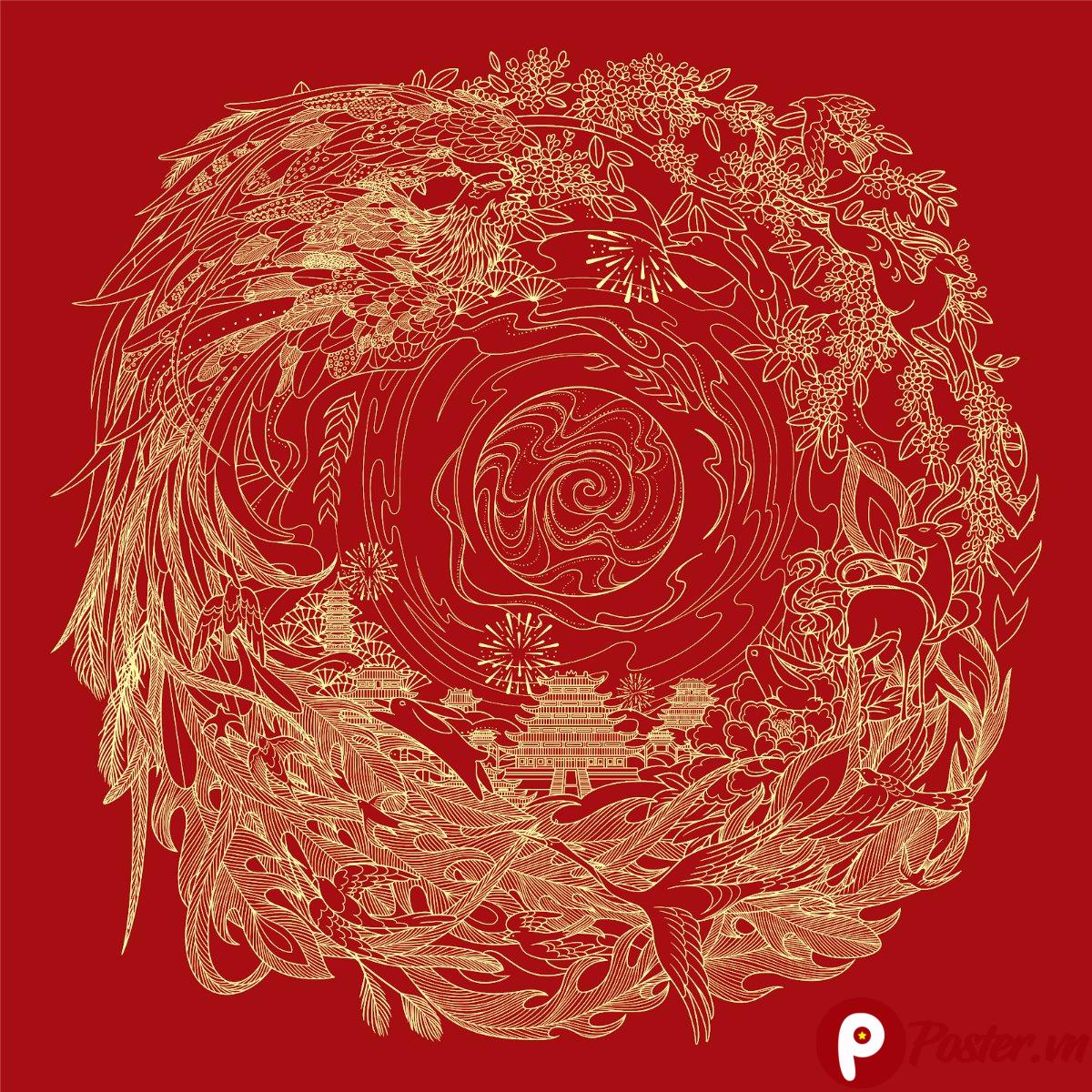 Vector rồng phượng Tết 2025