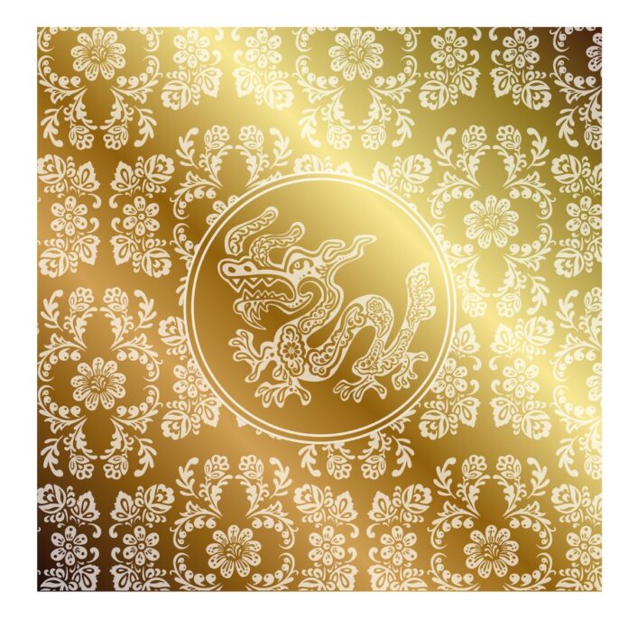 Vector Rồng Vàng Hoa Văn Tết