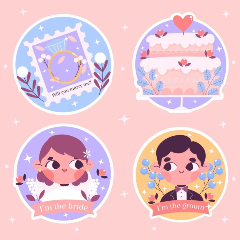 Vector sticker cưới hoạt hình