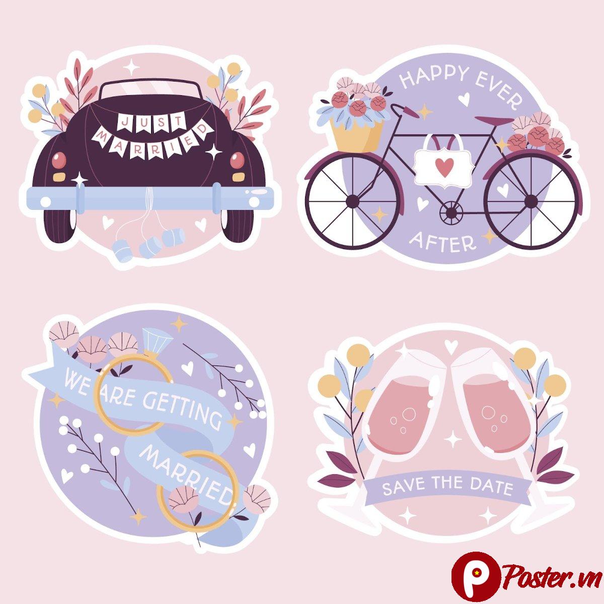 Vector sticker đám cưới