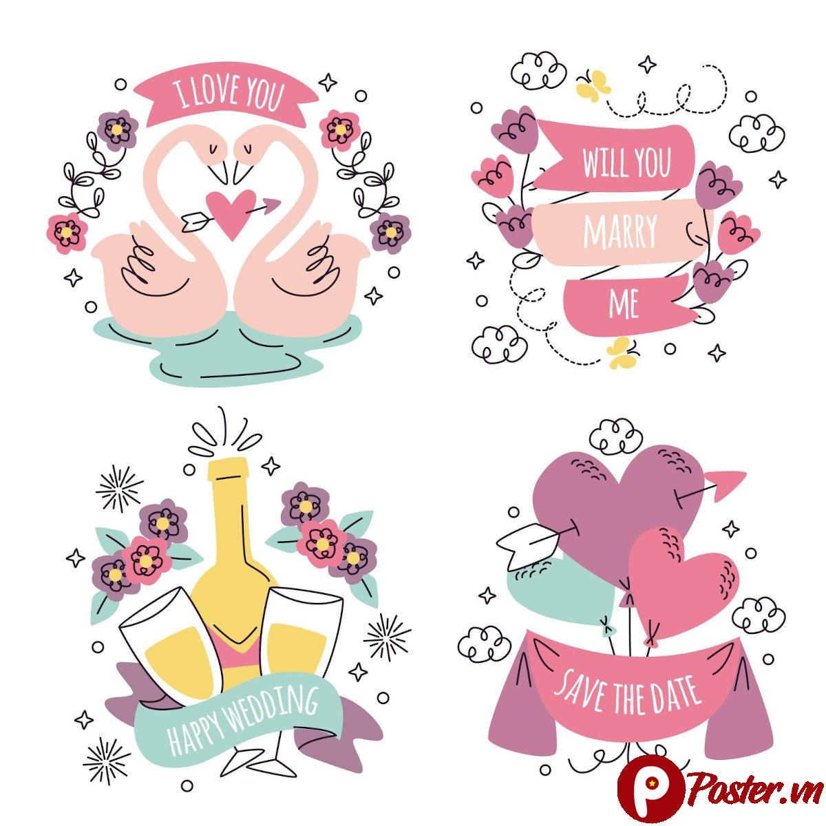 Vector tình yêu và đám cưới