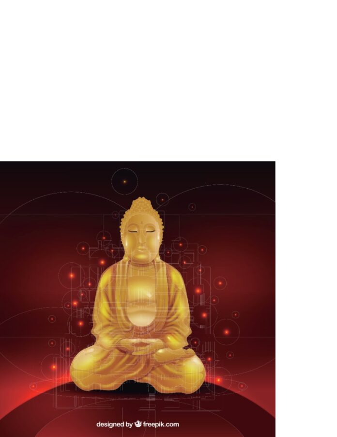Vector tượng Phật vàng đỏ