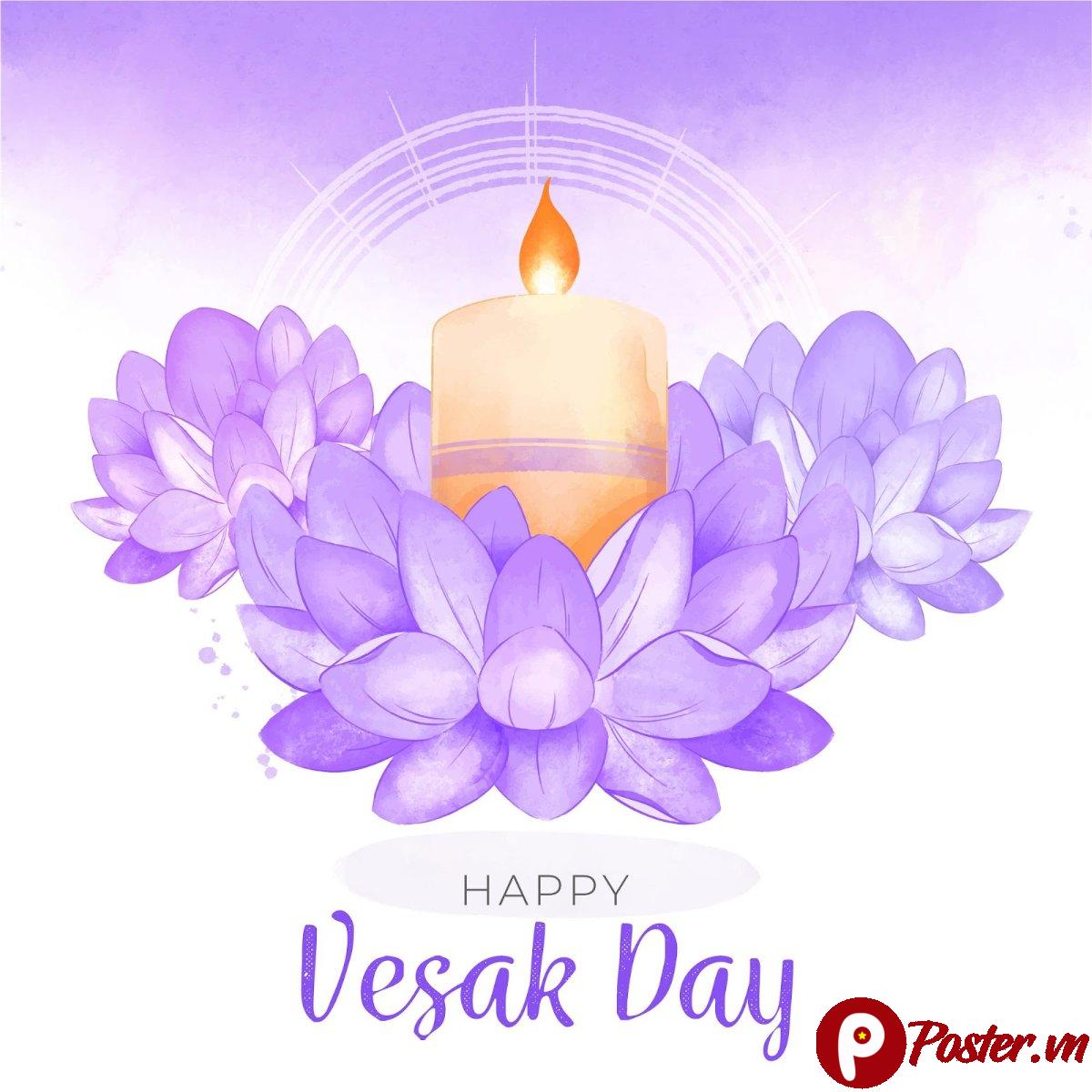Vector Vesak Day hoa sen nến
